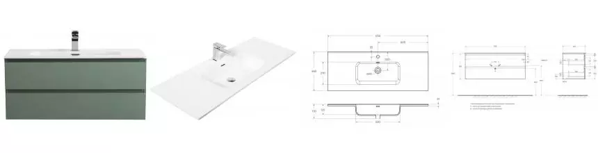 Тумба с раковиной «Belbagno» Kraft 120 (121/46) подвесная еловая матовая