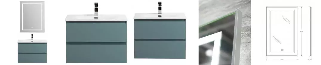 комплект (Тумба с раковиной «Belbagno» Kraft 39 50 (50/39) подвесная голубая матовая) · Belbagno