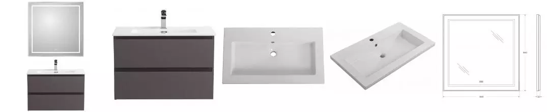 Мебель для ванной подвесная «Belbagno» Kraft 75 тёмно-серая матовая