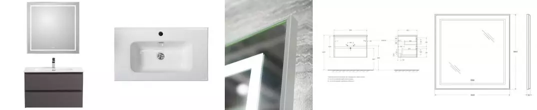 Мебель для ванной подвесная «Belbagno» Kraft 80 тёмно-серая матовая