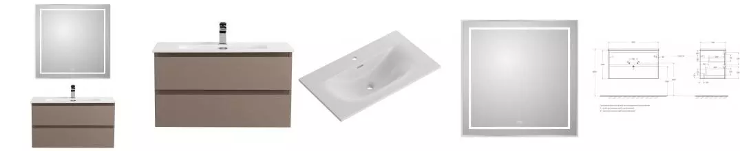 Мебель для ванной подвесная «Belbagno» Kraft 90 бежевая матовая
