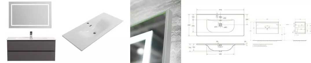 комплект (Тумба с раковиной «Belbagno» Kraft 100 (BB-8099-100 101/46) подвесная тёмно-серая матовая) · Belbagno комплект (Тумба с раковиной «Belbagno» Kraft 100 (BB-8099-100 101/46) подвесная тёмно-серая матовая) · Belbagno
