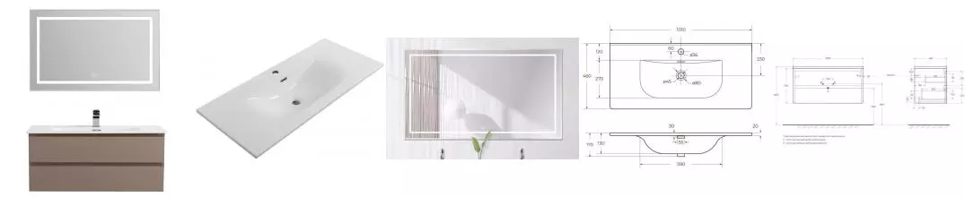 комплект (Тумба с раковиной «Belbagno» Kraft 100 (BB-8099-100 101/46) подвесная бежевая матовая) · Belbagno