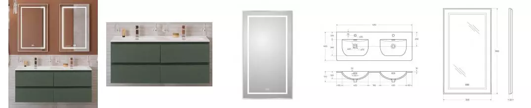комплект (Тумба с раковиной «Belbagno» Kraft 120 с 4-мя ящиками (BB-8099-120-2 121/46 двойная) подвесная еловая матовая) · Belbagno