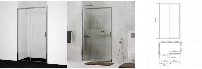 Душевая дверь «WasserKRAFT» Tauber 64S30 130/200 прозрачная/никель без поддона универсальная