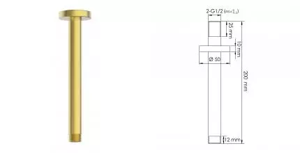 Кронштейн для верхнего душа «WasserKRAFT» A353 20 матовое золото