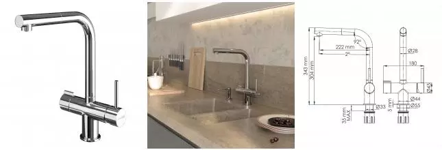 Смеситель для кухни с подключением к фильтру «WasserKRAFT» A8917 с выдвижным изливом хром