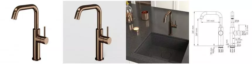 Смеситель для кухни с подключением к фильтру «WasserKRAFT» A8597 розовое золото