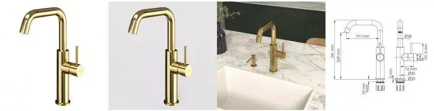 Смеситель для кухни с подключением к фильтру «WasserKRAFT» A8577 золото