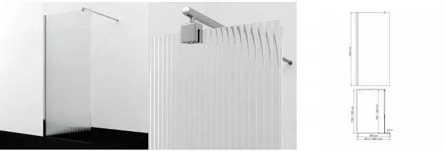 Душевая перегородка «WasserKRAFT» Rur 30W39-FL 90/200 рифленая/хром без поддона универсальная Душевая перегородка «WasserKRAFT» Rur 30W39-FL 90/200 рифленая/хром без поддона универсальная