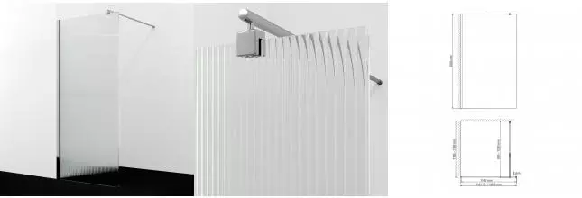 Душевая перегородка «WasserKRAFT» Rur 30W40-FL 120/200 рифленая/хром без поддона универсальная