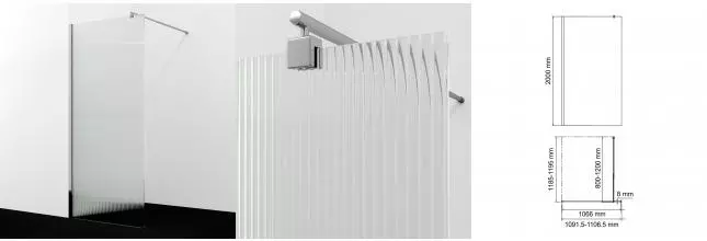 Душевая перегородка «WasserKRAFT» Rur 30W46-FL 110/200 рифленая/хром без поддона универсальная