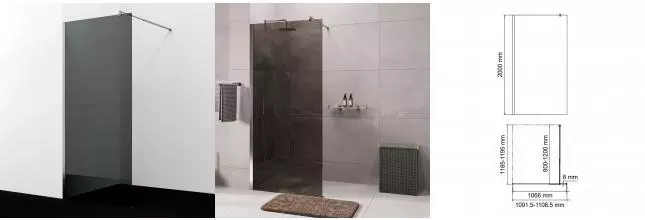 Душевая перегородка «WasserKRAFT» Rur 30W46BN-TG 110/200 тонированная/никель без поддона универсальная Душевая перегородка «WasserKRAFT» Rur 30W46BN-TG 110/200 тонированная/никель без поддона универсальная