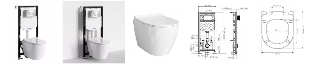 Комплект инсталляция с унитазом, крышкой и кнопкой смыва «WasserKRAFT» Aller 10TLT.010.ME.BN02.H002 безободковый белый