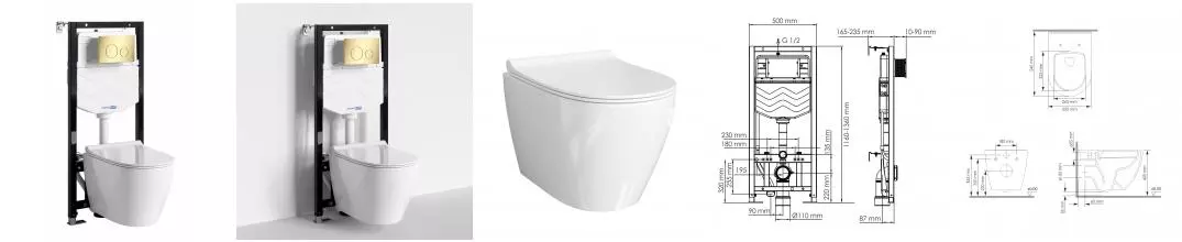 Комплект инсталляция с унитазом, крышкой и кнопкой смыва «WasserKRAFT» Aller 10TLT.010.ME.PG02.H002 безободковый белый