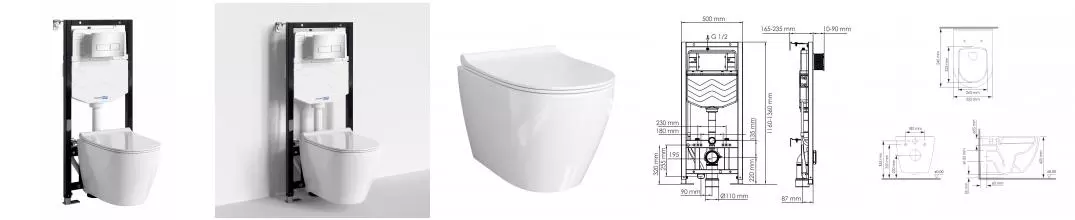 Комплект инсталляция с унитазом, крышкой и кнопкой смыва «WasserKRAFT» Aller 10TLT.010.ME.CH03.H002 безободковый белый