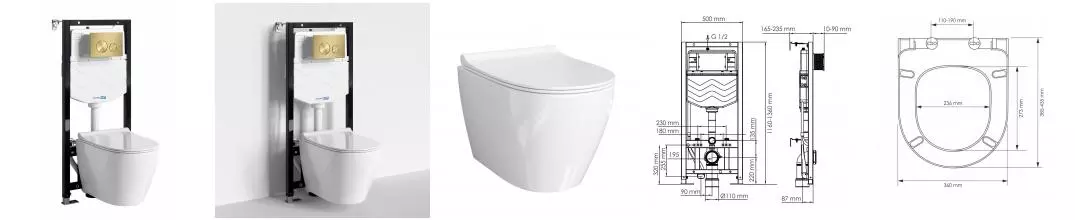 Комплект инсталляция с унитазом, крышкой и кнопкой смыва «WasserKRAFT» Aller 10TLT.010.ME.MG02.H002 безободковый белый