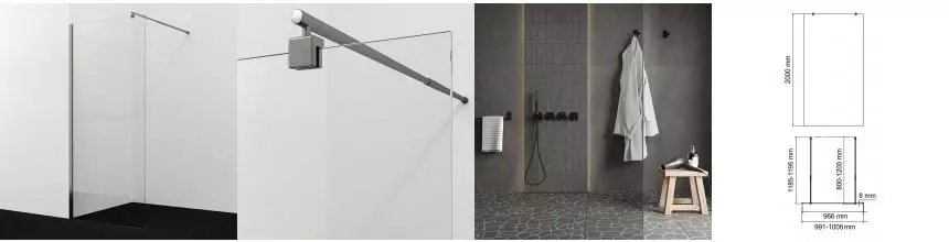 Душевая перегородка «WasserKRAFT» Rur 30W44GR 100/200 прозрачная/графит универсальная