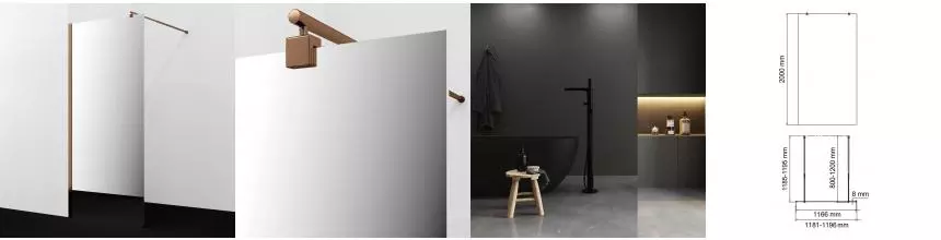 Душевая перегородка «WasserKRAFT» Rur 30W40RG-MR 120/200 зеркальная/розовое золото универсальная Душевая перегородка «WasserKRAFT» Rur 30W40RG-MR 120/200 зеркальная/розовое золото универсальная