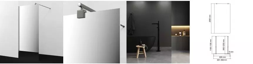 Душевая перегородка «WasserKRAFT» Rur 30W39GR-MR 90/200 зеркальная/графит универсальная