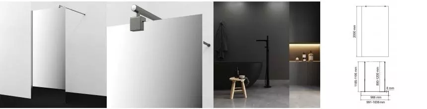 Душевая перегородка «WasserKRAFT» Rur 30W44GR-MR 100/200 зеркальная/графит универсальная