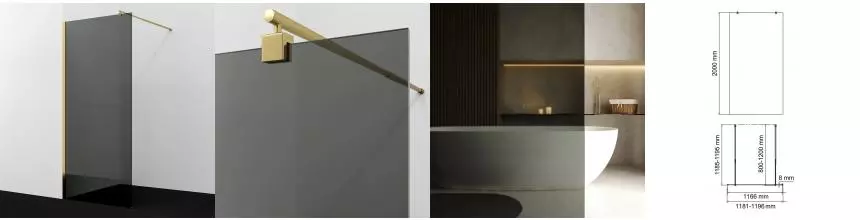 Душевая перегородка «WasserKRAFT» Rur 30W40PG-TG 120/200 тонированная/золото универсальная