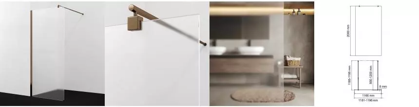 Душевая перегородка «WasserKRAFT» Rur 30W40RG-MG 120/200 матовая/розовое золото универсальная