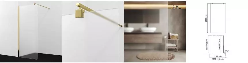 Душевая перегородка «WasserKRAFT» Rur 30W40PG-MG 120/200 матовая/золото универсальная