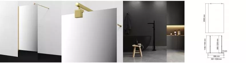 Душевая перегородка «WasserKRAFT» Rur 30W44PG-MR 100/200 зеркальная/золото универсальная