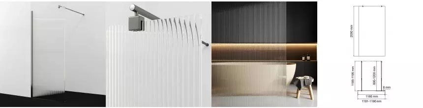 Душевая перегородка «WasserKRAFT» Rur 30W40GR-FL 120/200 рифленая/графит универсальная