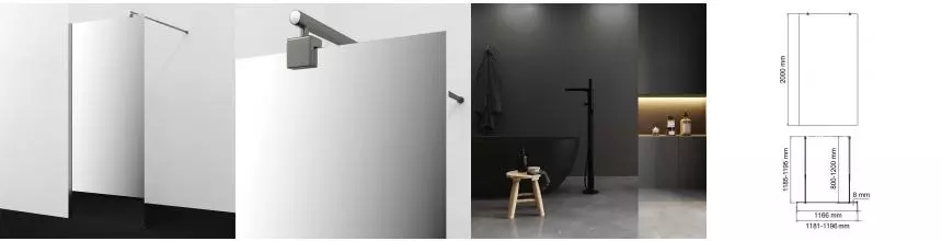 Душевая перегородка «WasserKRAFT» Rur 30W40GR-MR 120/200 зеркальная/графит универсальная