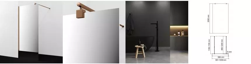 Душевая перегородка «WasserKRAFT» Rur 30W44RG-MR 100/200 зеркальная/розовое золото универсальная