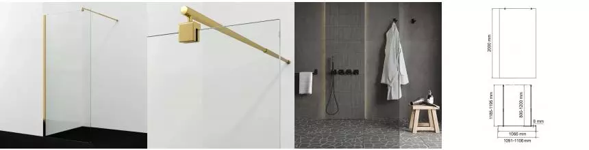 Душевая перегородка «WasserKRAFT» Rur 30W46PG 110/200 прозрачная/золото универсальная Душевая перегородка «WasserKRAFT» Rur 30W46PG 110/200 прозрачная/золото универсальная