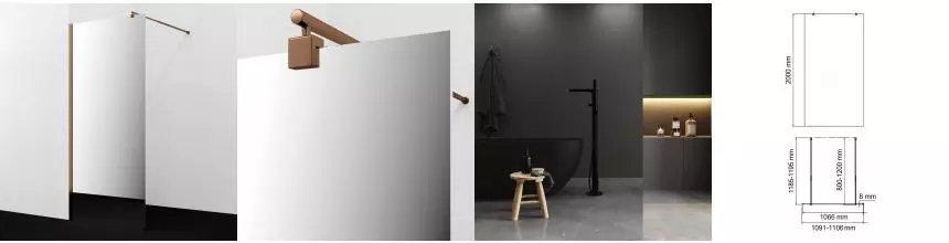 Душевая перегородка «WasserKRAFT» Rur 30W46RG-MR 110/200 зеркальная/розовое золото универсальная Душевая перегородка «WasserKRAFT» Rur 30W46RG-MR 110/200 зеркальная/розовое золото универсальная