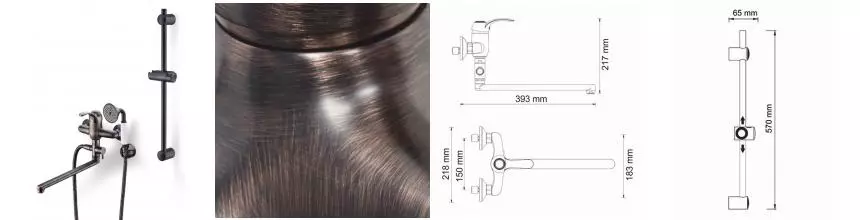 Смеситель для ванны с душем «WasserKRAFT» Isar A1302L.049 тёмная бронза