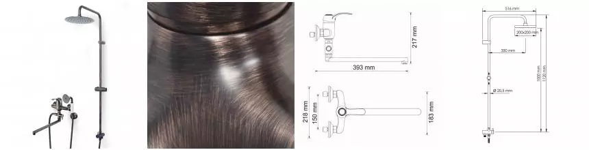 Душевая система «WasserKRAFT» Isar A1302L.041 тёмная бронза