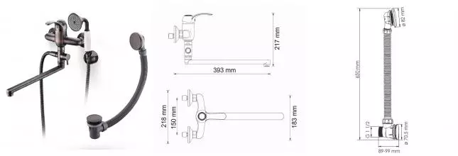 Смеситель для ванны с душем «WasserKRAFT» Isar A1302L.055 тёмная бронза