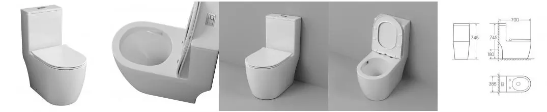 Унитаз компакт безободковый «Grossman» Classic GR-4484SQ белый с сиденьем ультратонкое дюропласт с микролифтом белое