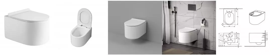 Подвесной унитаз «Grossman» Thin Rim GR-5606SQ белый с сиденьем ультратонкое дюропласт с микролифтом белое