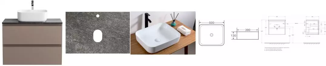 Тумба с раковиной «Belbagno» Kraft 60 (50/39) столешница KEP-60-GRN 60/47 Granito подвесная бежевая матовая
