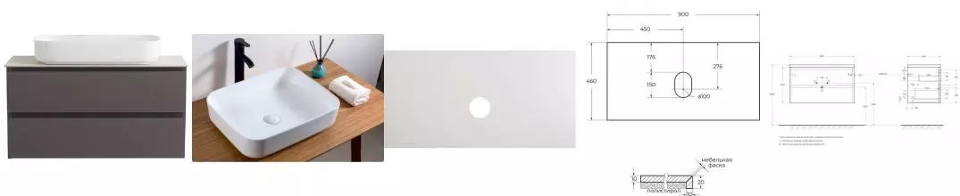 Тумба с раковиной «Belbagno» Kraft 90 (50/39) столешница KEP-90-BO-W0 Bianco Opaco подвесная тёмно-серая матовая Тумба с раковиной «Belbagno» Kraft 90 (50/39) столешница KEP-90-BO-W0 Bianco Opaco подвесная тёмно-серая матовая