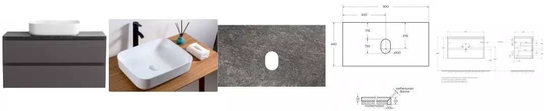 Тумба с раковиной «Belbagno» Kraft 90 (50/39) столешница KEP-90-GRN-W0 90/47 Granito подвесная тёмно-серая матовая Тумба с раковиной «Belbagno» Kraft 90 (50/39) столешница KEP-90-GRN-W0 90/47 Granito подвесная тёмно-серая матовая