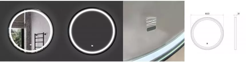 Зеркало «Comforty» Лея 60 с инфракрасным выключателем с подсветкой чёрное матовое