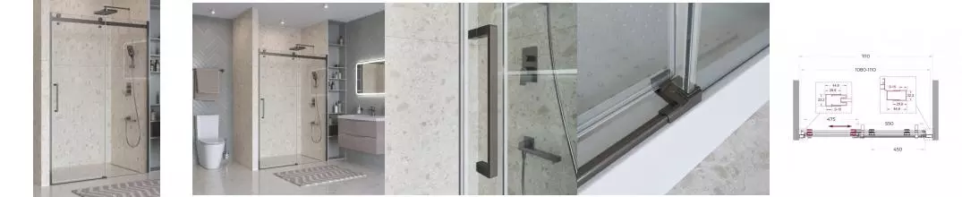 Душевая дверь «Belbagno» MARINO_2-BF-1-110-C-GM 110/195 прозрачная/оружейная сталь универсальная Душевая дверь «Belbagno» MARINO_2-BF-1-110-C-GM 110/195 прозрачная/оружейная сталь универсальная