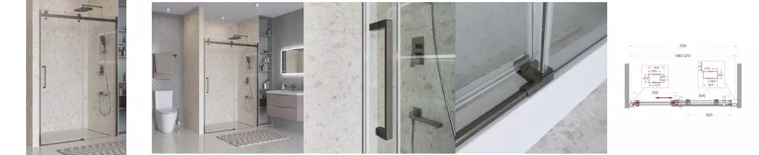 Душевая дверь «Belbagno» MARINO_2-BF-1-120-C-GM 120/195 прозрачная/оружейная сталь универсальная Душевая дверь «Belbagno» MARINO_2-BF-1-120-C-GM 120/195 прозрачная/оружейная сталь универсальная