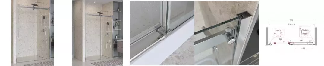 Душевая дверь «Belbagno» MARINO_2-BF-1-130-C-CR 130/195 прозрачная/хром универсальная