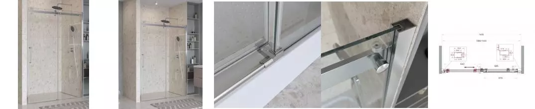 Душевая дверь «Belbagno» MARINO_2-BF-1-140-C-CR 140/195 прозрачная/хром универсальная