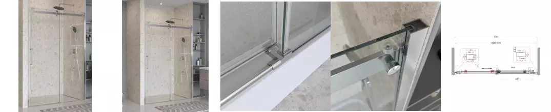 Душевая дверь «Belbagno» MARINO_2-BF-1-150-C-CR 150/195 прозрачная/хром универсальная