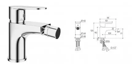 Смеситель для биде «Aqueduto» Base BAS0500 хром Смеситель для биде «Aqueduto» Base BAS0500 хром