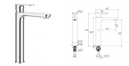 Смеситель для раковины «Aqueduto» Base BAS0300 хром